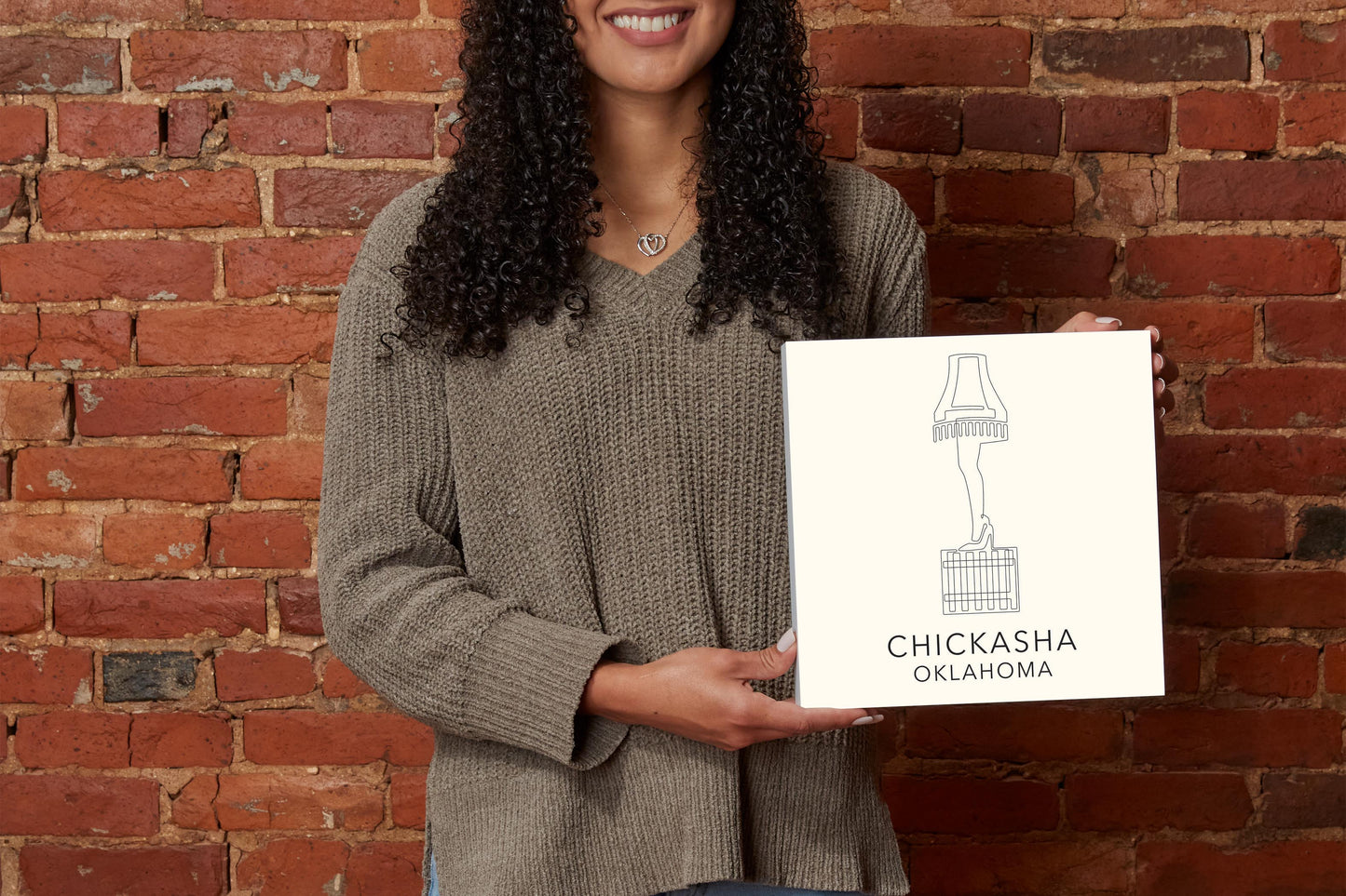 Modern Minimalist Oklahoma Chickasha Leg Lamp | Wood Block | Eaches | Min 2