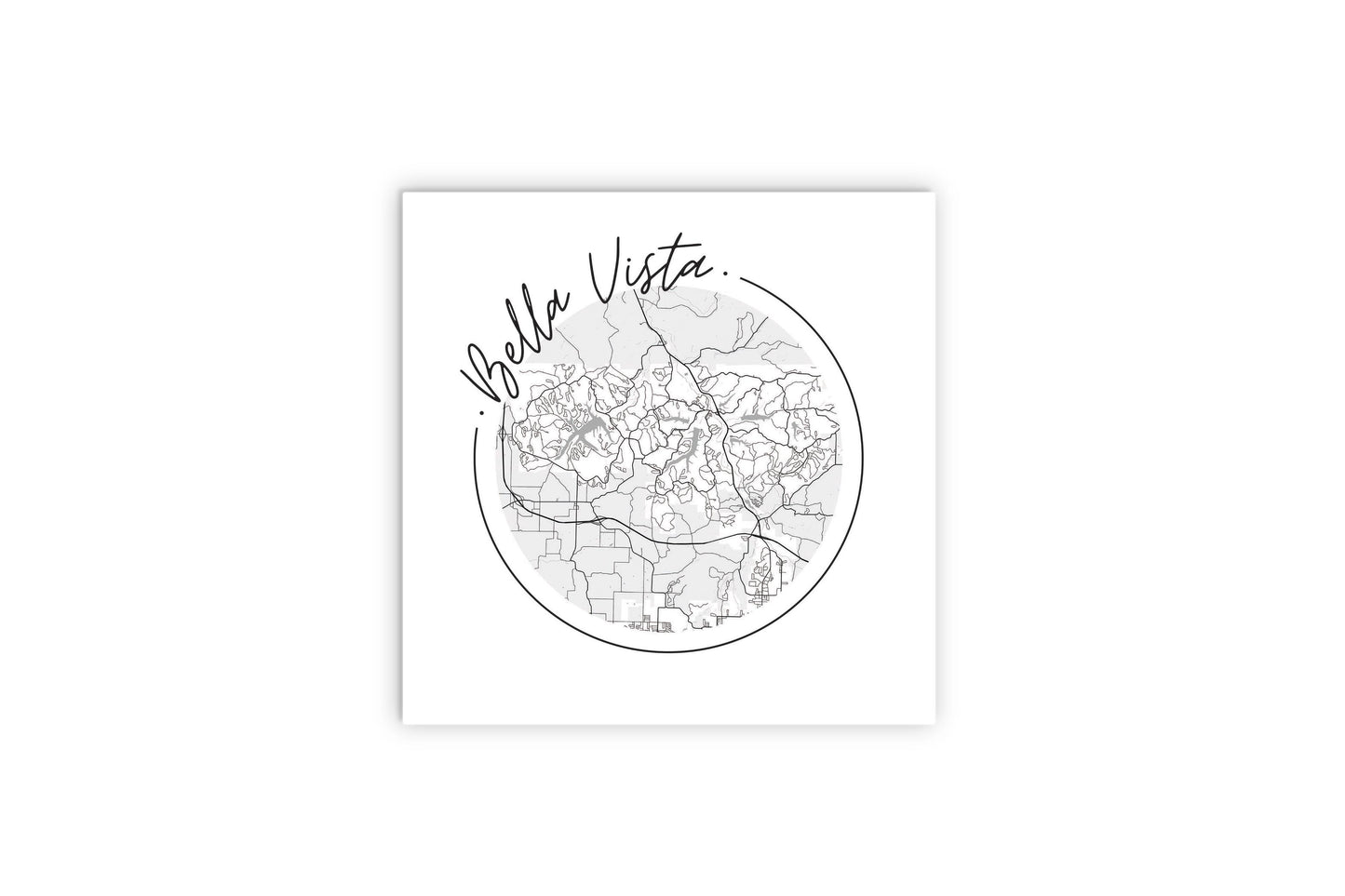 Minimalist B&W Arkansas Bella Vista Circle Map | Wood Sign | Eaches | Min 2