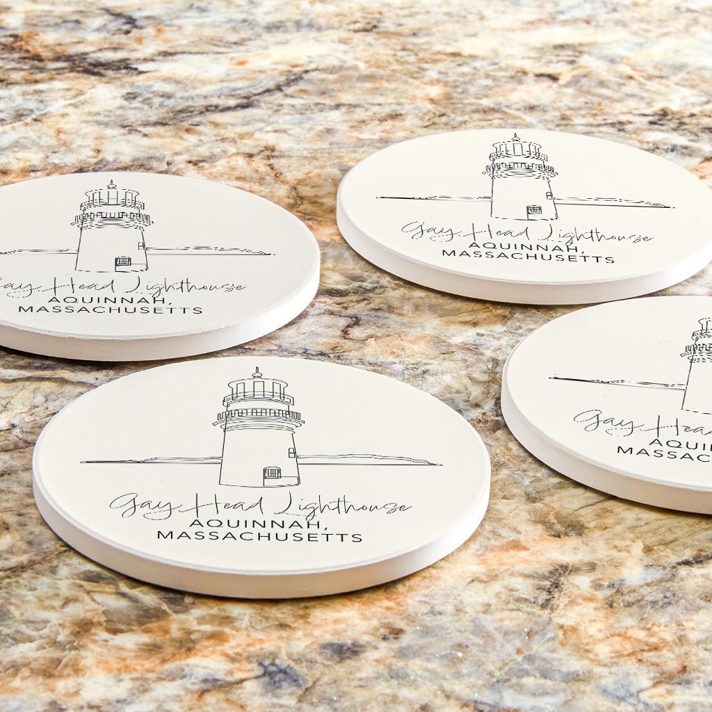 Gay Head Lighthouse | Absorbent Coasters | Set of 4 | Min 2