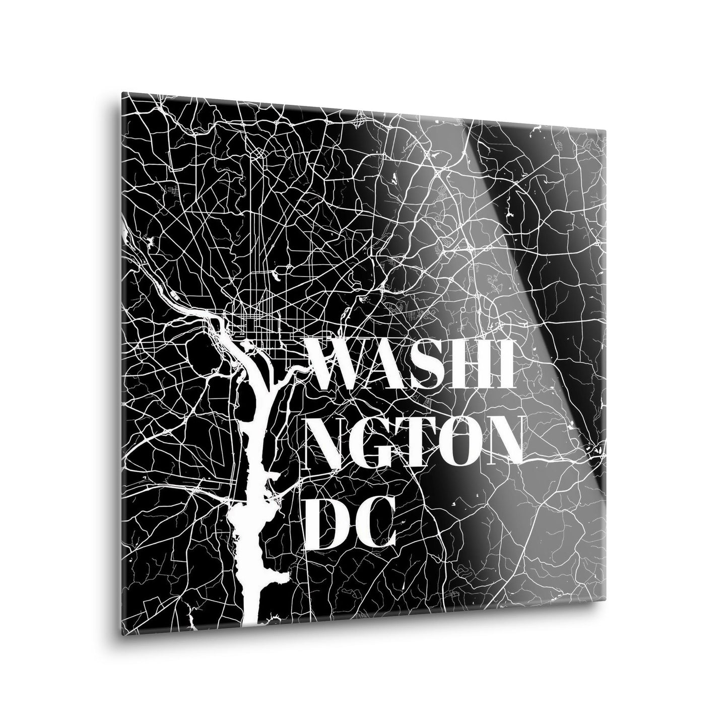 Minimalistic B&W Washington Dc Map | Hi-Def Glass Art | Eaches | Min 1