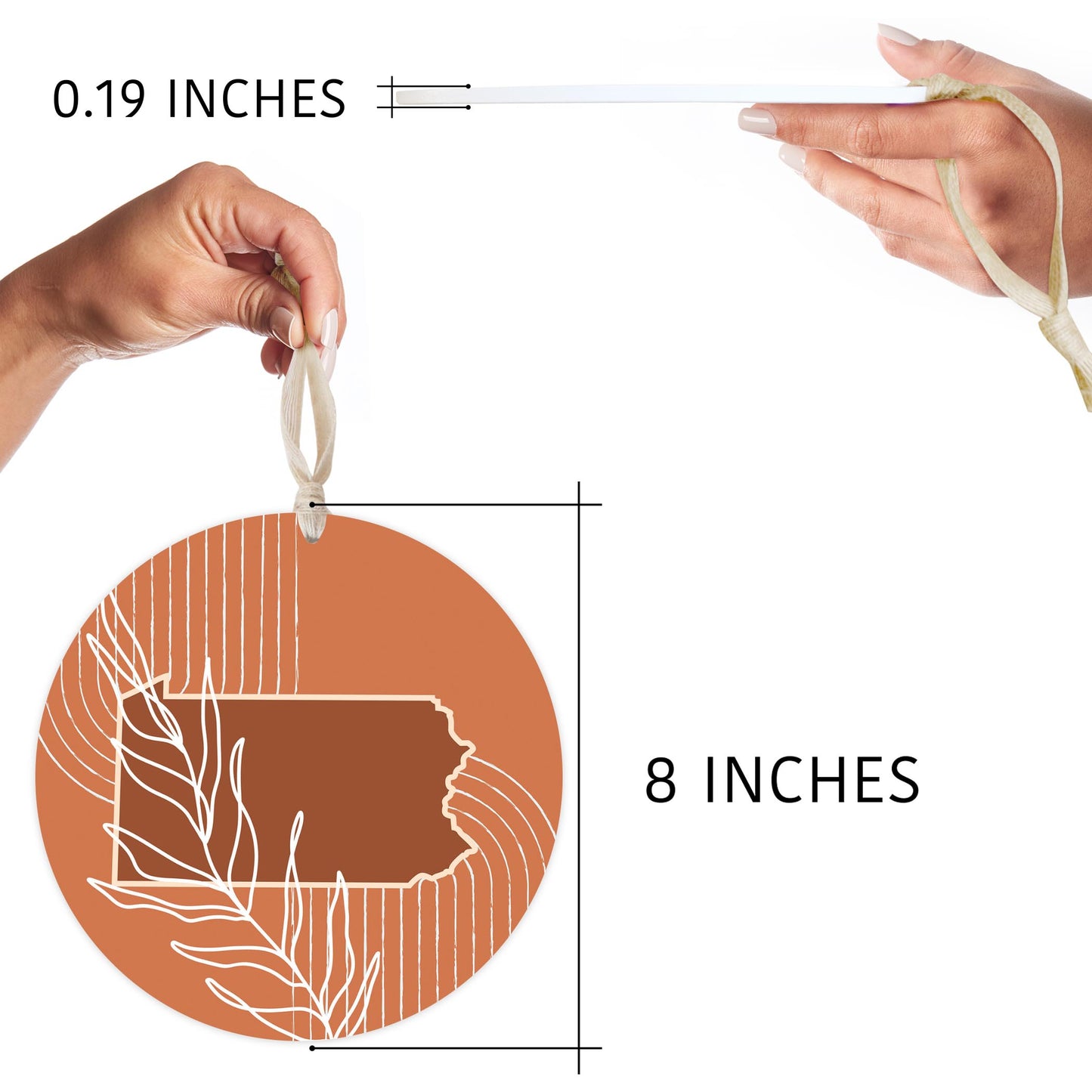 Modern Minimalist Pennsylvania State Leaf | Wood Ornament | Eaches | Min 1