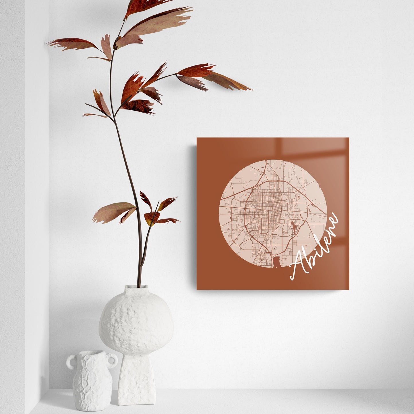 Modern Minimalist Texas Abilene Circle Map | Hi-Def Glass Art | Eaches | Min 2