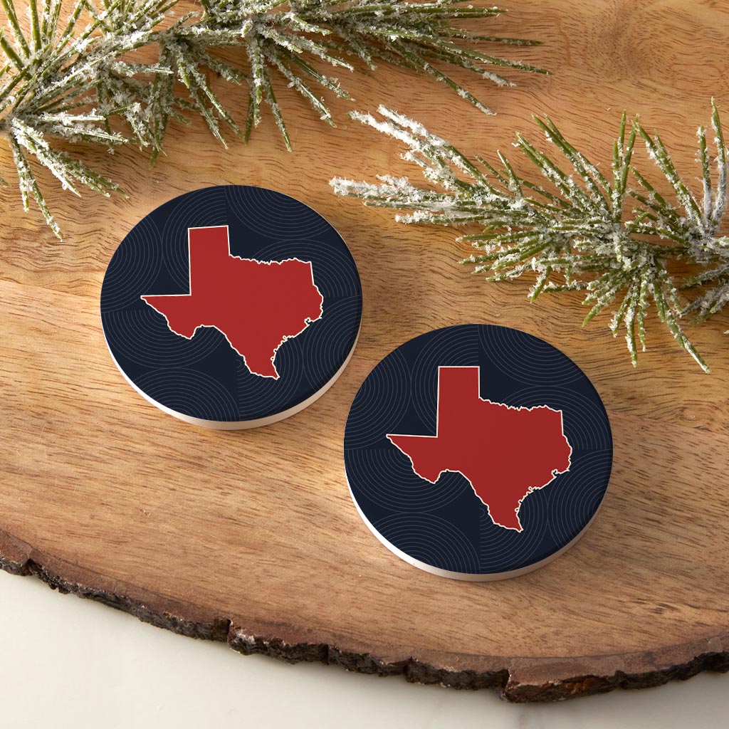 Modern Minimalist Texas Colors Shape | Absorbent Car Coasters | Set of 2 | Min 4