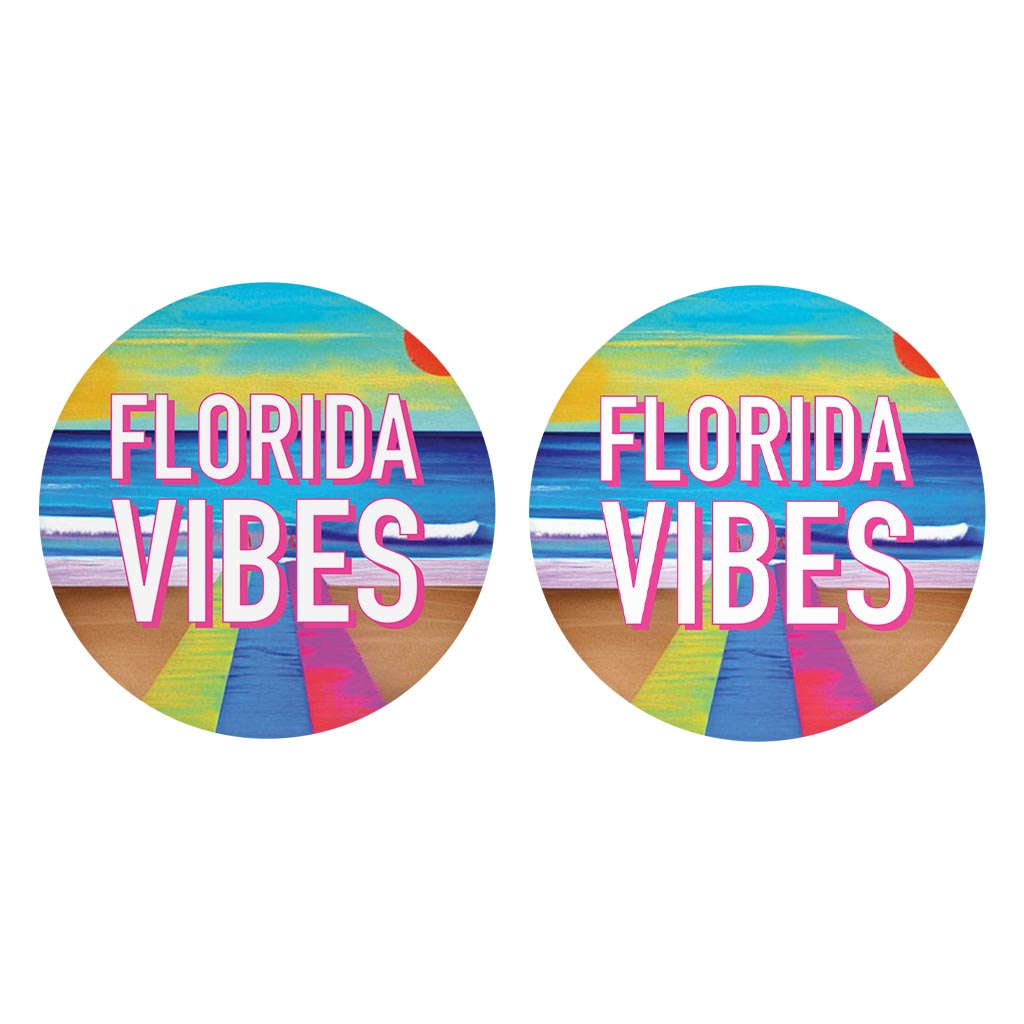 Florida Vibes | Absorbent Car Coasters | Set of 2 | Min 4