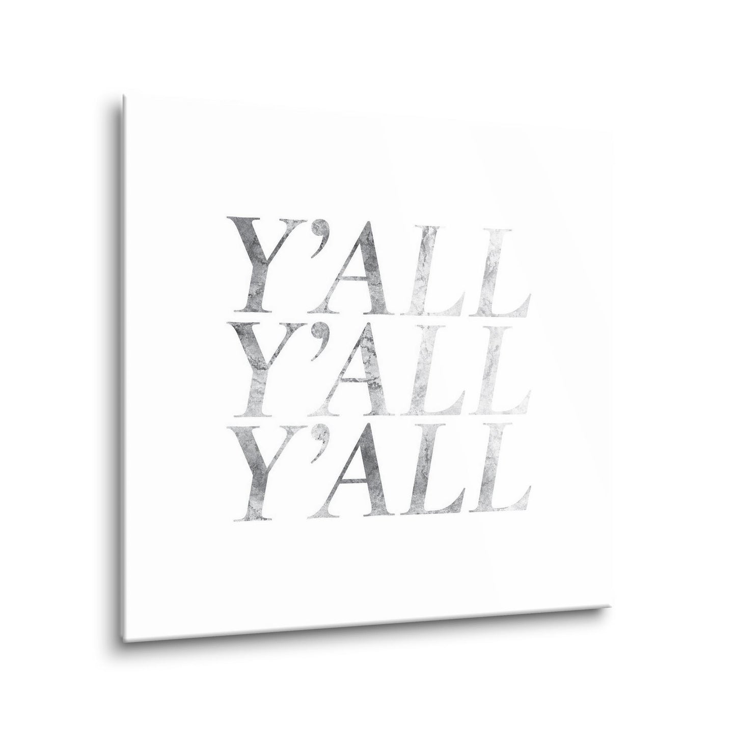 Minimalistic B&W Texas Textured Yall | Hi-Def Glass Art | Eaches | Min 1