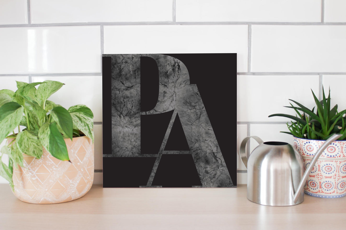 Minimalistic B&W Pennsylvania Black Initials | Wood Sign | Eaches | Min 2