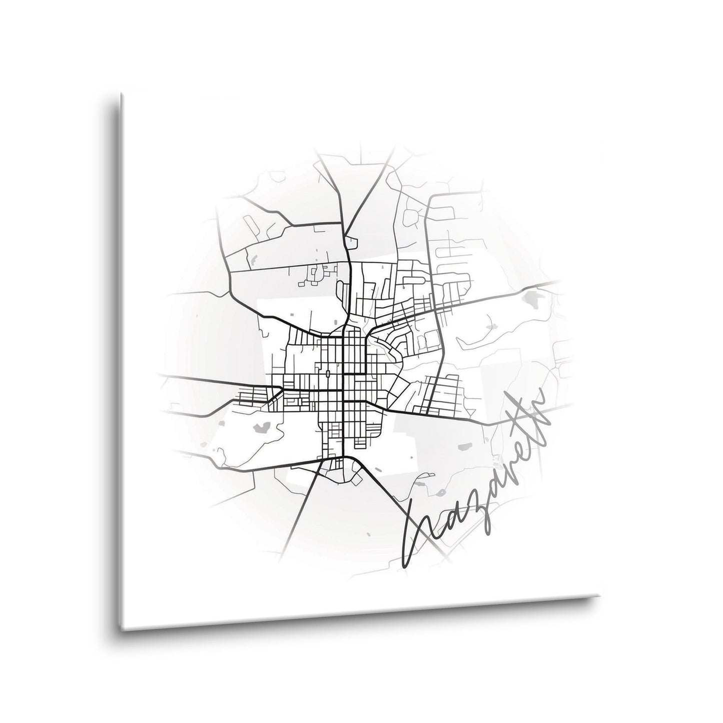 Minimalistic B&W Pennsylvania Nazareth Circle Map | Hi-Def Glass Art | Eaches | Min 2