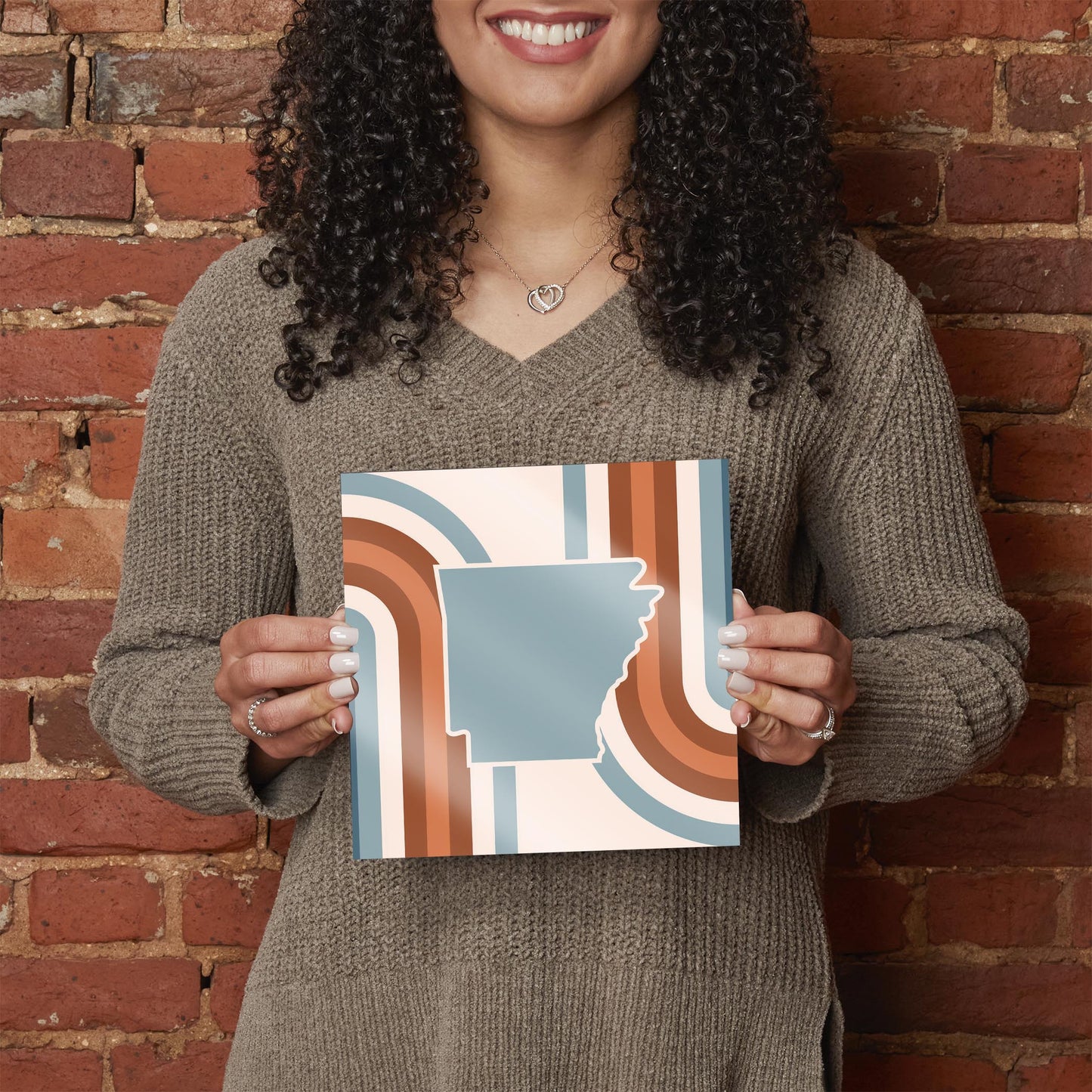 Modern Minimalist Arkansas Retro State Shape | Hi-Def Glass Art | Eaches | Min 2