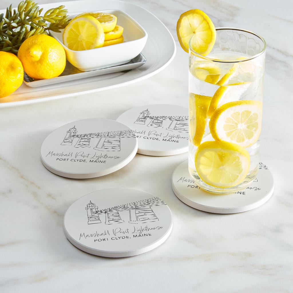 Marshall Point Lighthouse Muted Coastal | Absorbent Coasters | Set of 4 | Min 2