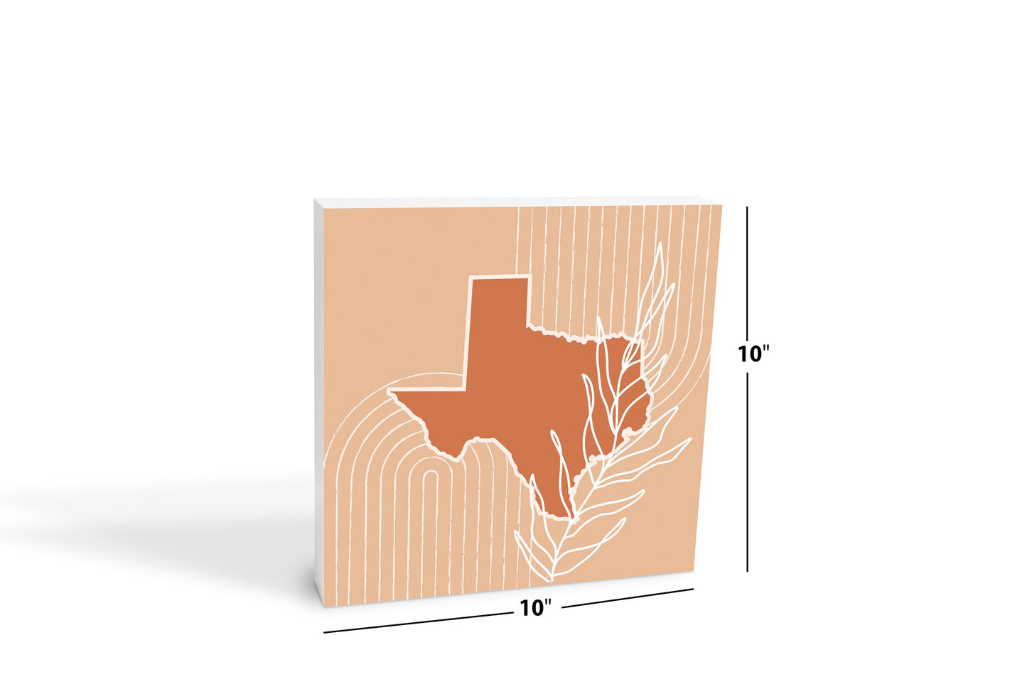 Modern Minimalist Texas State Shape With Leaf | Wood Block | Eaches | Min 2