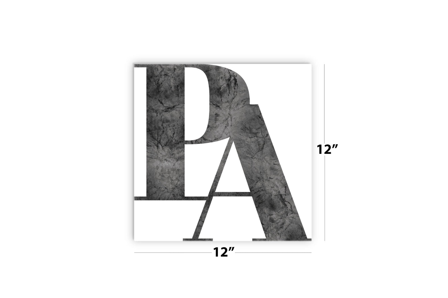 Minimalistic B&W Pennsylvania White Initials | Wood Sign | Eaches | Min 2