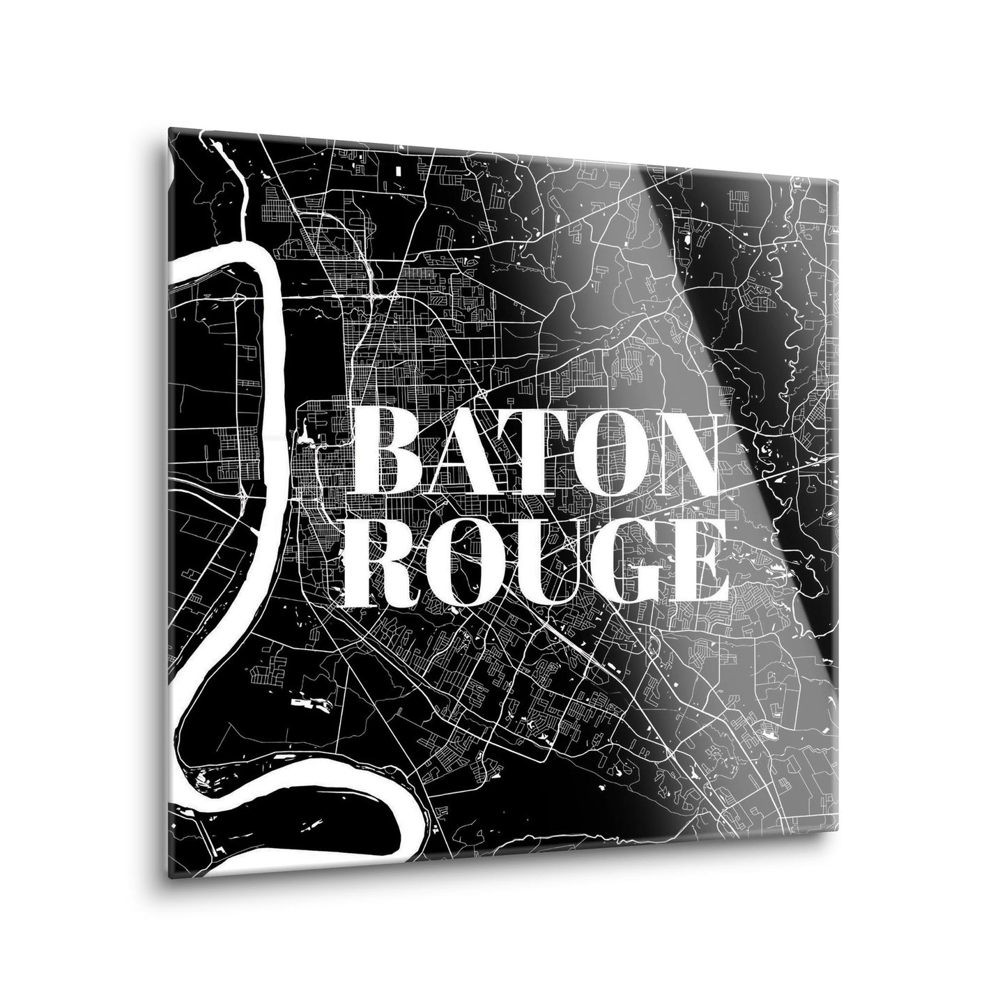 Modern Louisiana Baton Rouge Map | Hi-Def Glass Art | Eaches | Min 1