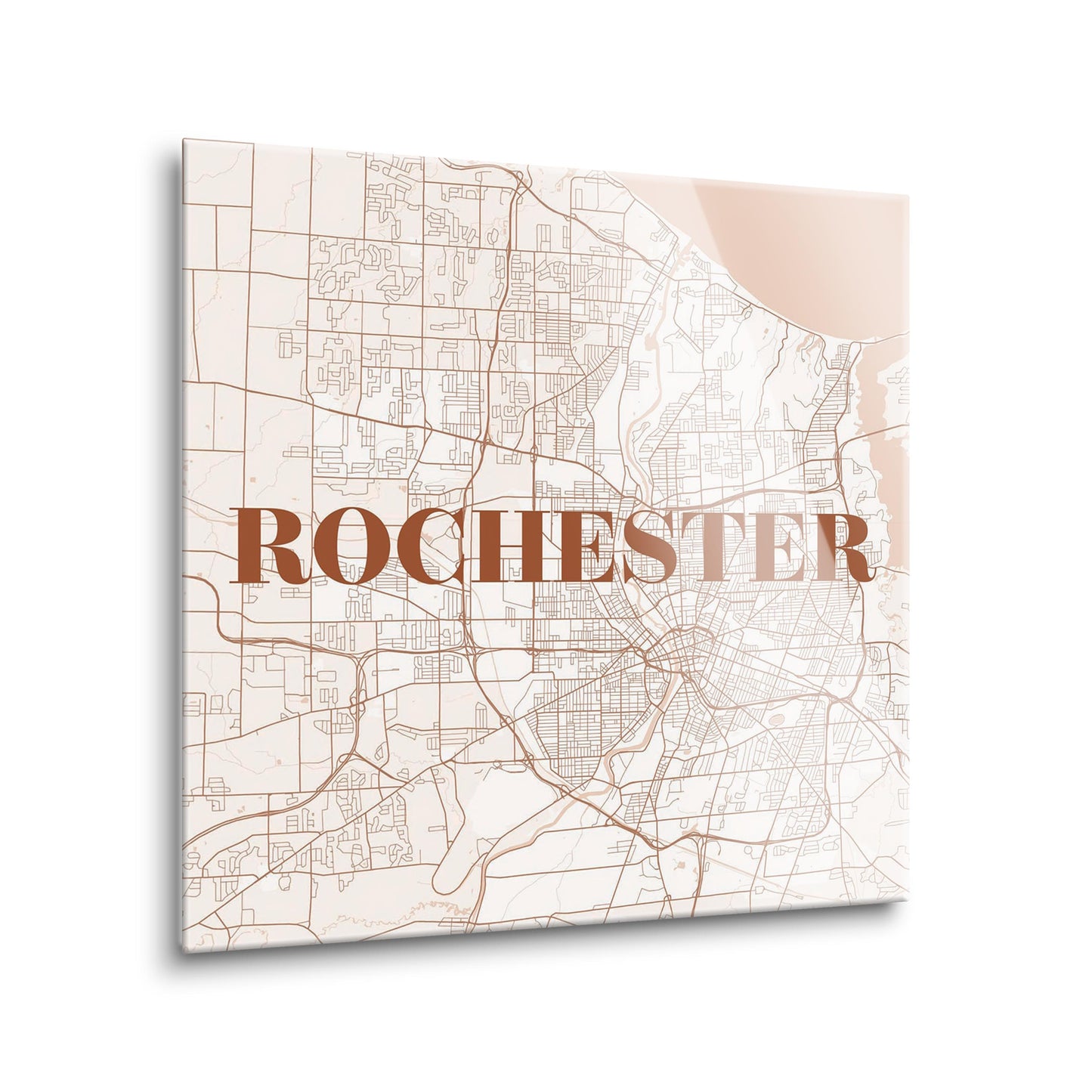 Modern Minimalist New York Rochester Map | Hi-Def Glass Art | Eaches | Min 2