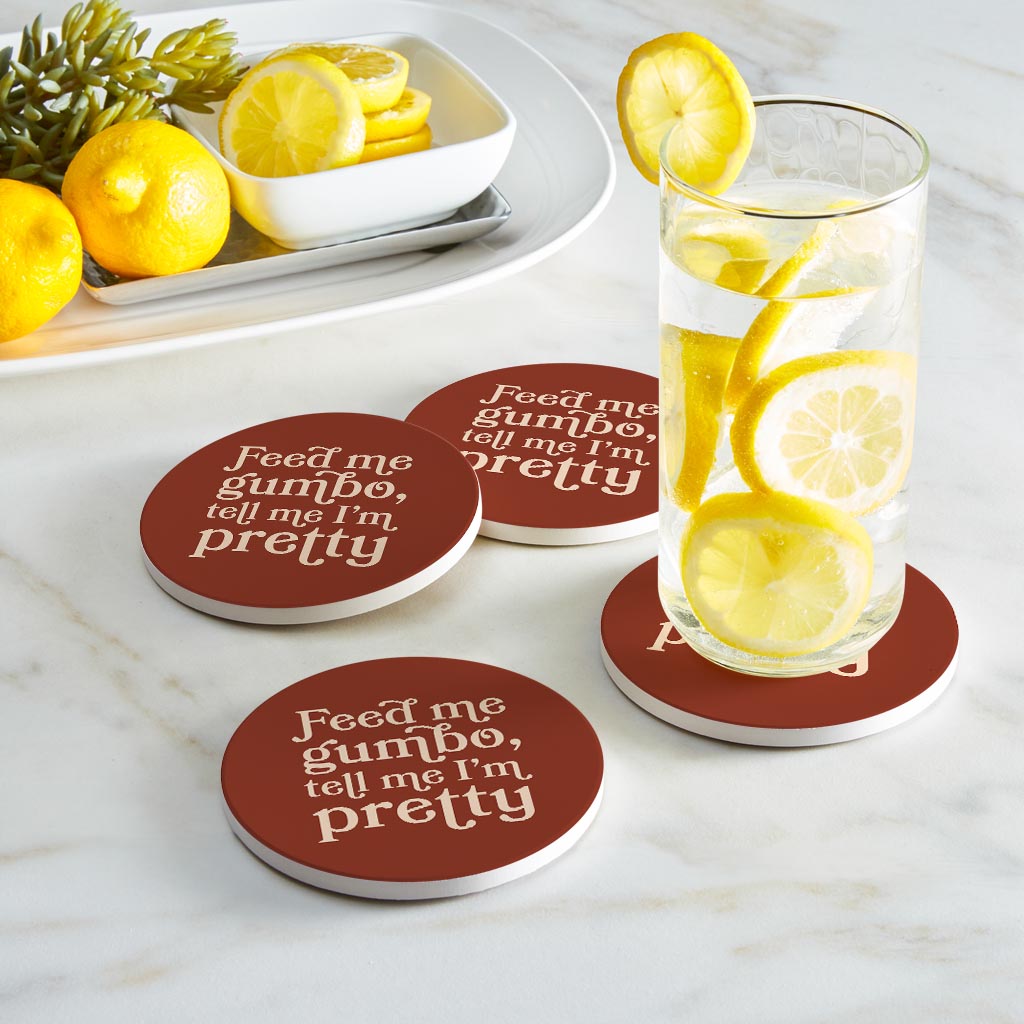 Modern Minimalist Louisiana Gumbo Saying | Absorbent Coasters | Set of 4 | Min 2