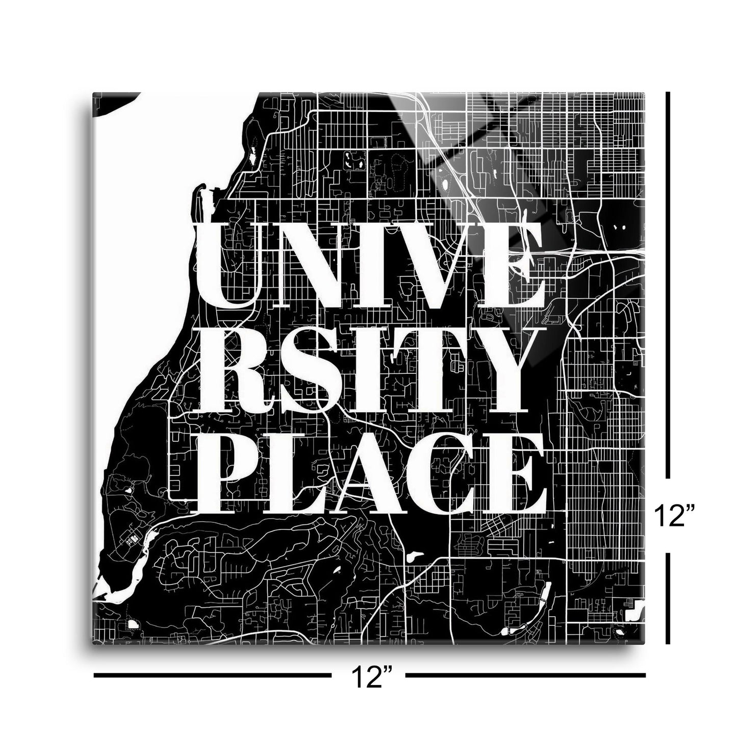 Minimalistic B&W Washington University Place Map | Hi-Def Glass Art | Eaches | Min 1