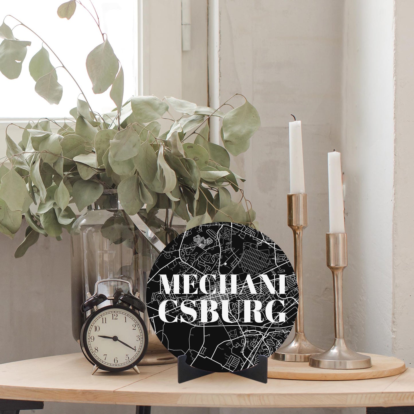 Minimalistic B&W Pennsylvania Mechanicsburg Map | Wood Sign | Eaches | Min 1