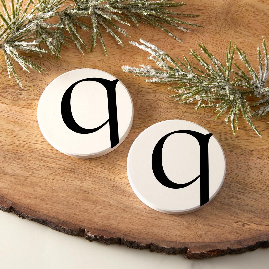 Minimalist Monogram Q Circle | Absorbent Car Coasters | Set of 2 | Min 4