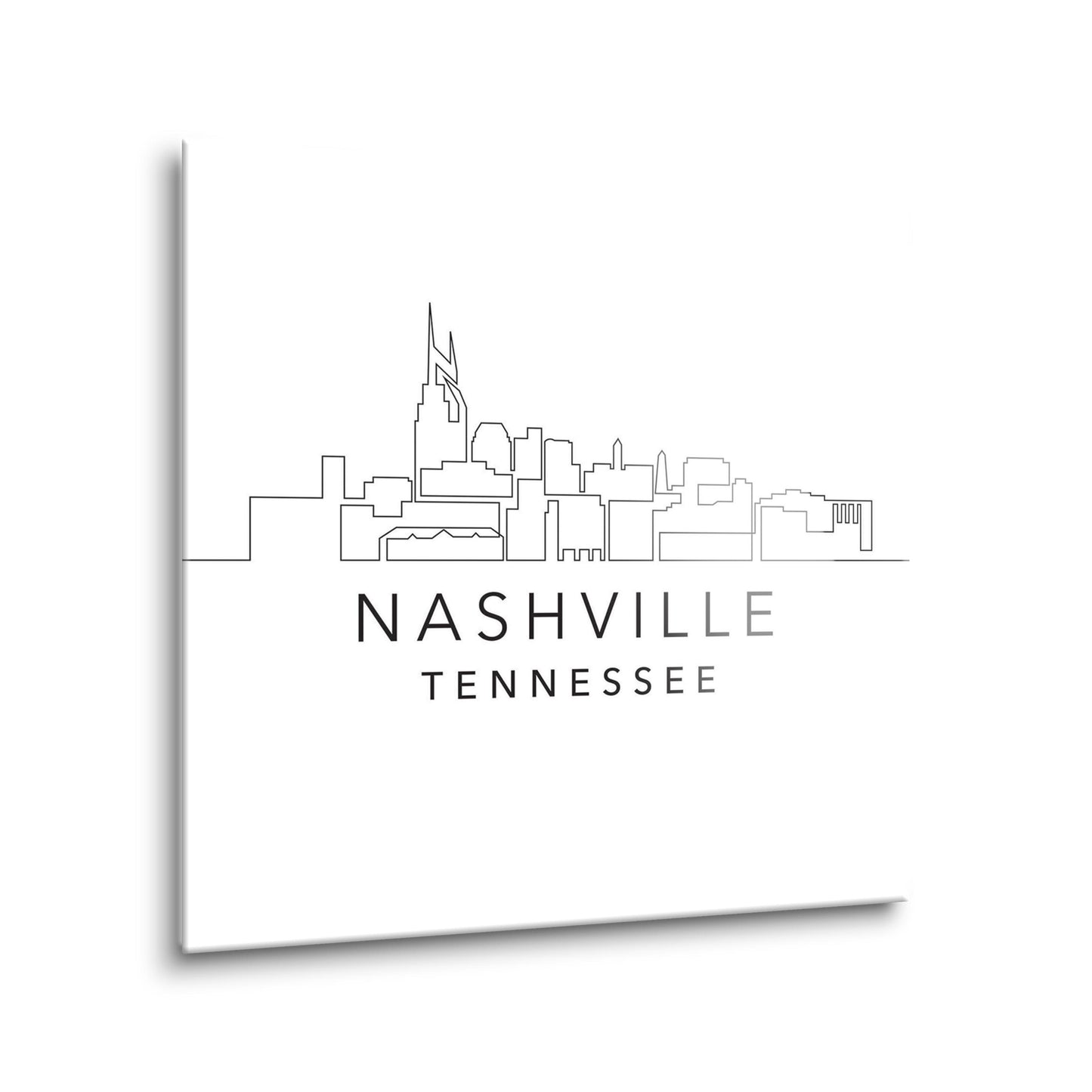 Minimalist B&W Tennessee Nashville Skyline | Hi-Def Glass Art | Eaches | Min 2