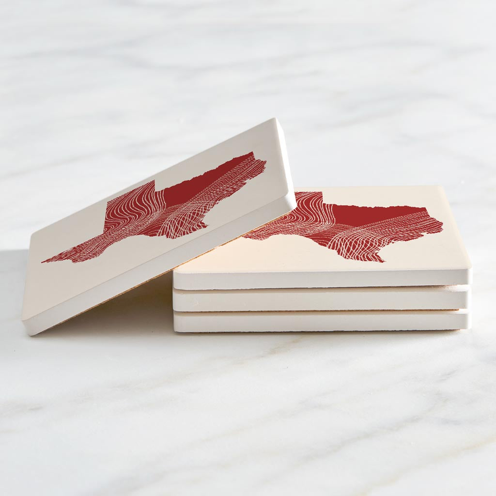 Modern Minimalist Texas Fluid Line State Shape | Absorbent Coasters | Set of 4 | Min 2