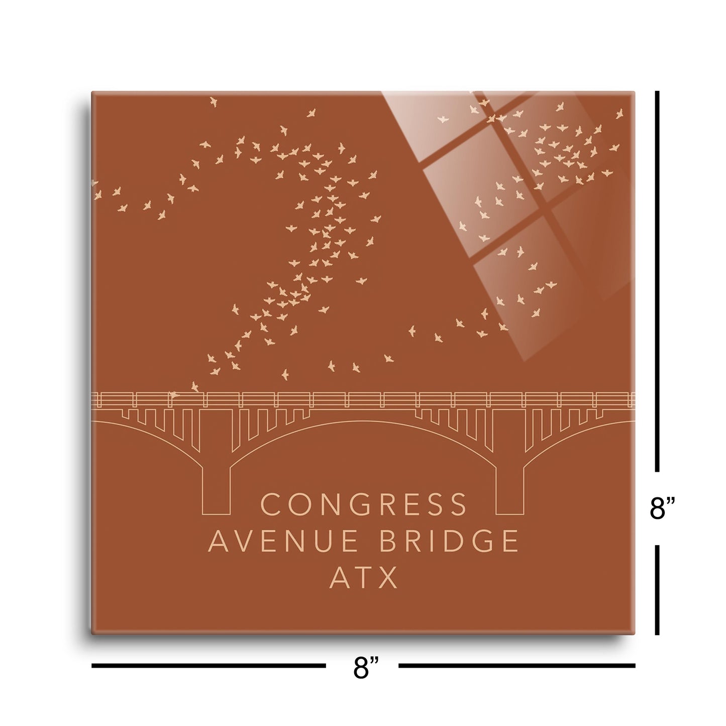 Modern Minimalist Texas Austin Congress Bridge | Hi-Def Glass Art | Eaches | Min 2