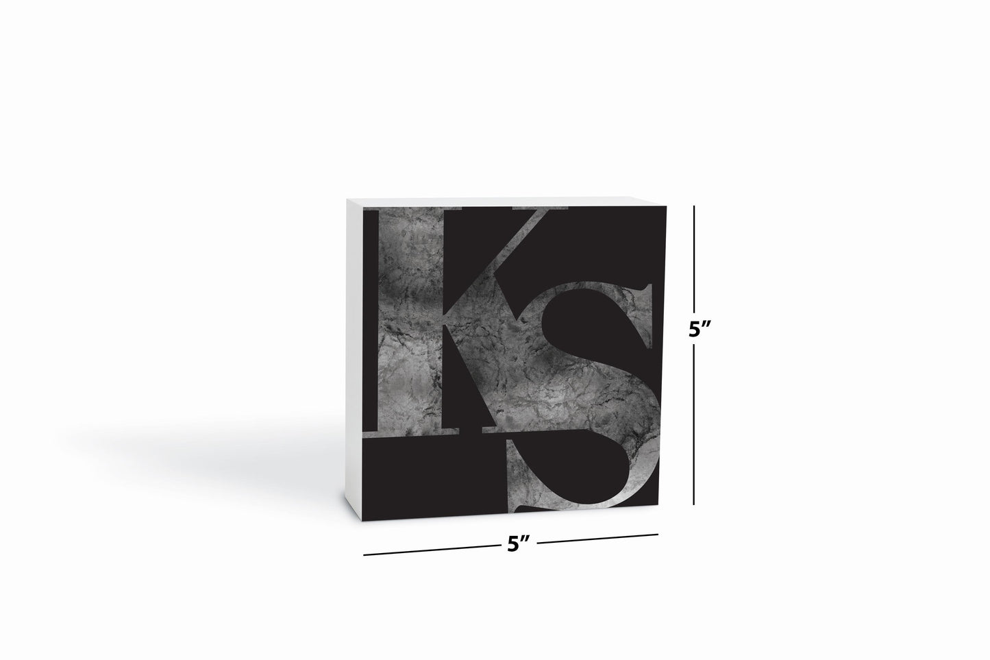 Minimalist B&W Kansas Black Initials | Wood Block | Eaches | Min 4