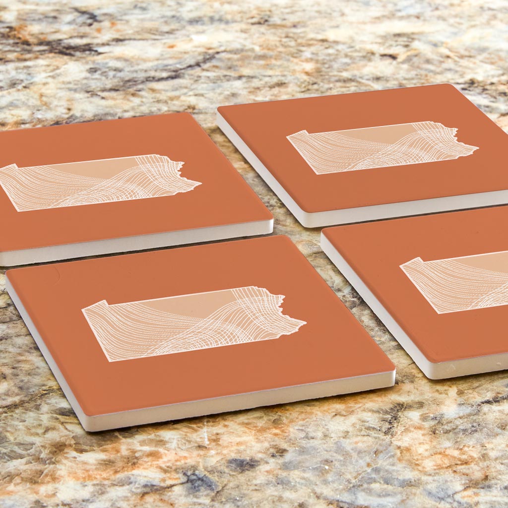 Modern Minimalist Pennsylvania State Lines Light | Absorbent Coasters | Set of 4 | Min 2
