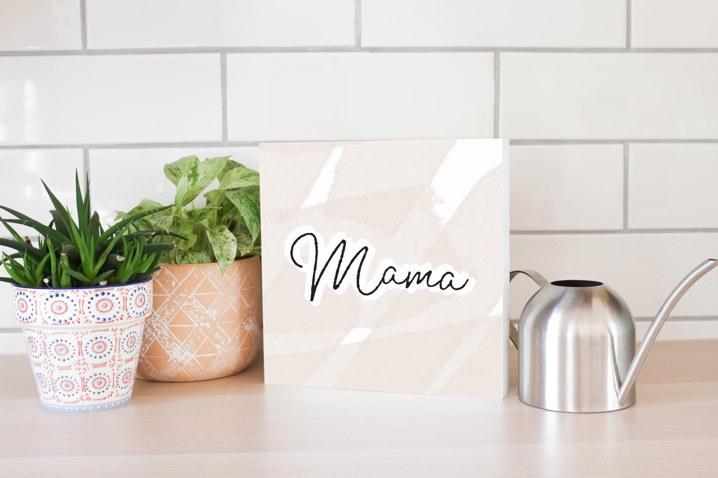 Modern Minimalist Mothers Day Mama | Wood Block | Eaches | Min 2
