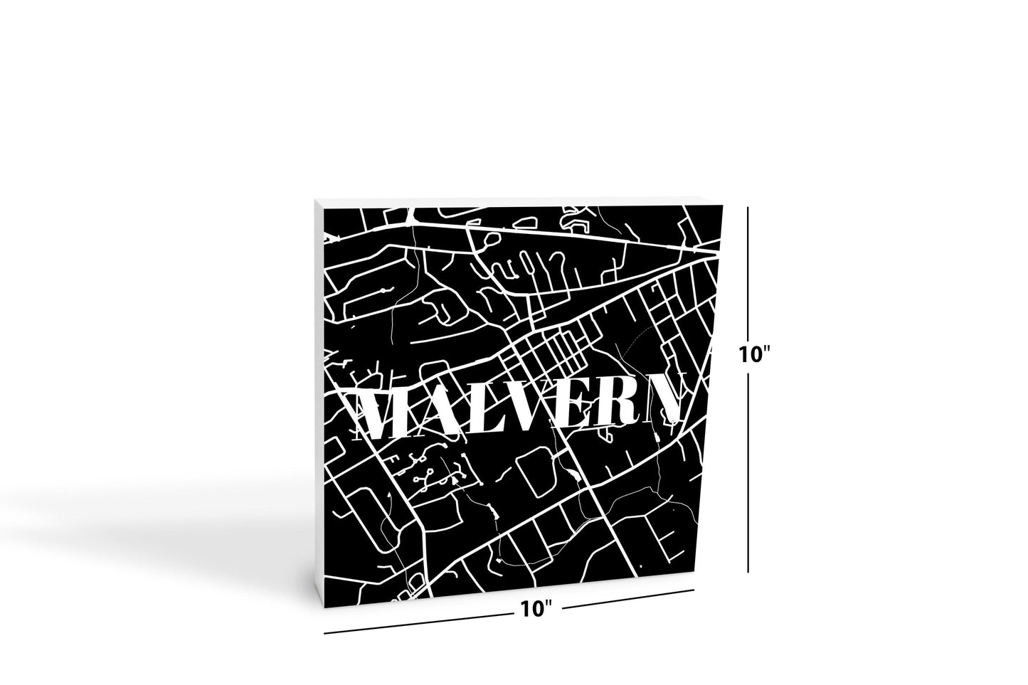 Minimalistic B&W Pennsylvania Malvern Map | Wood Block | Eaches | Min 2