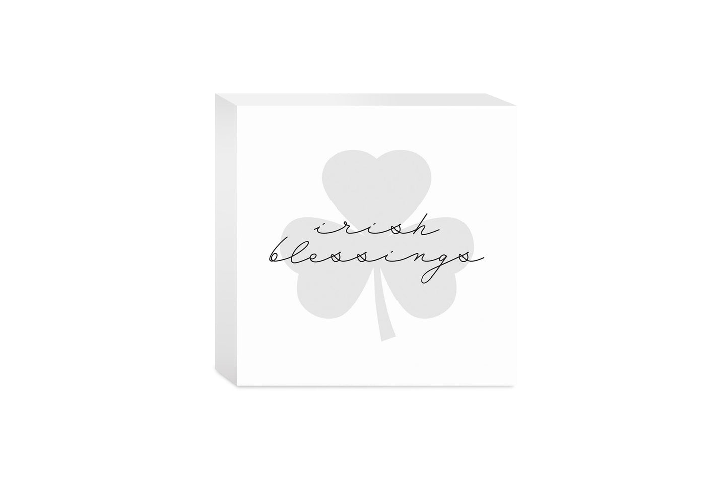 Minimalistic B&W Shamrock Irish Blessings | Wood Block | Eaches | Min 4