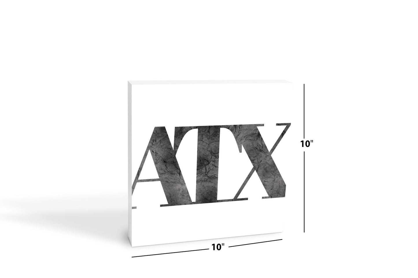 Minimalistic B&W Texas Austin White Initials | Wood Block | Eaches | Min 2