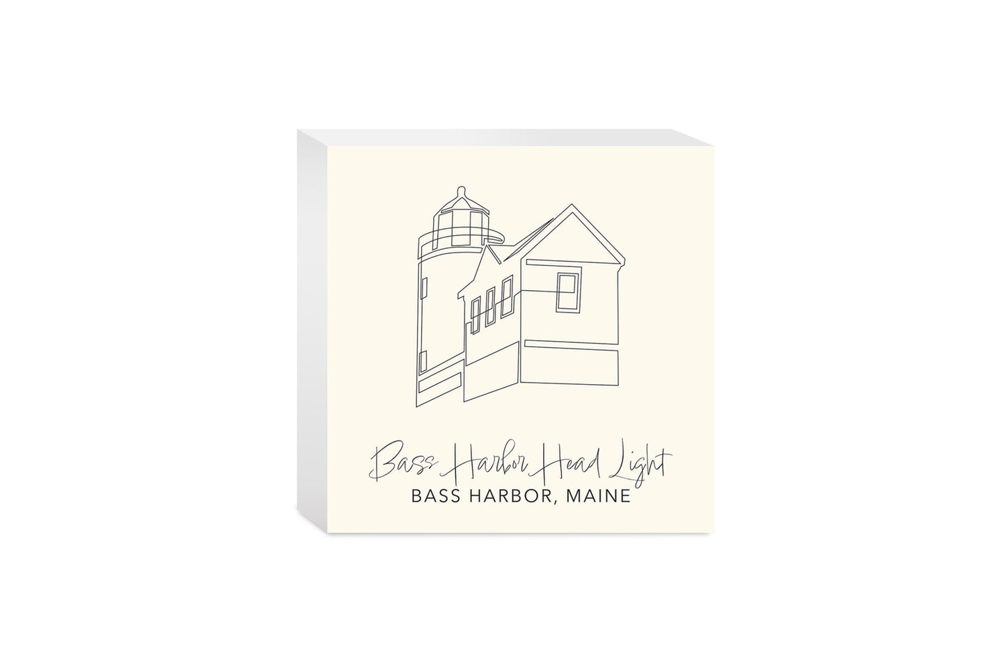 Cream Bass Harbor Head Light | Wood Block | Eaches | Min 4