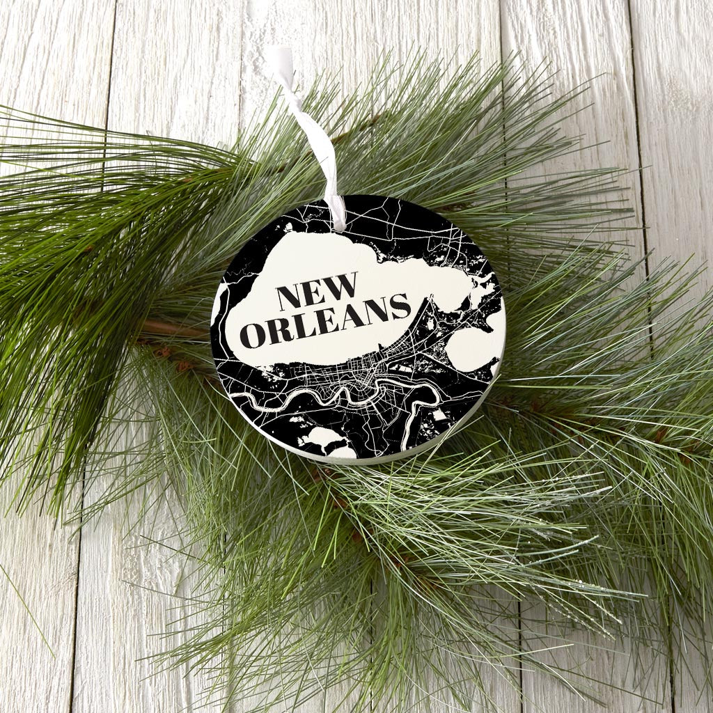 Modern Louisiana New Orleans Map| Wood Ornament | Eaches | Min 6