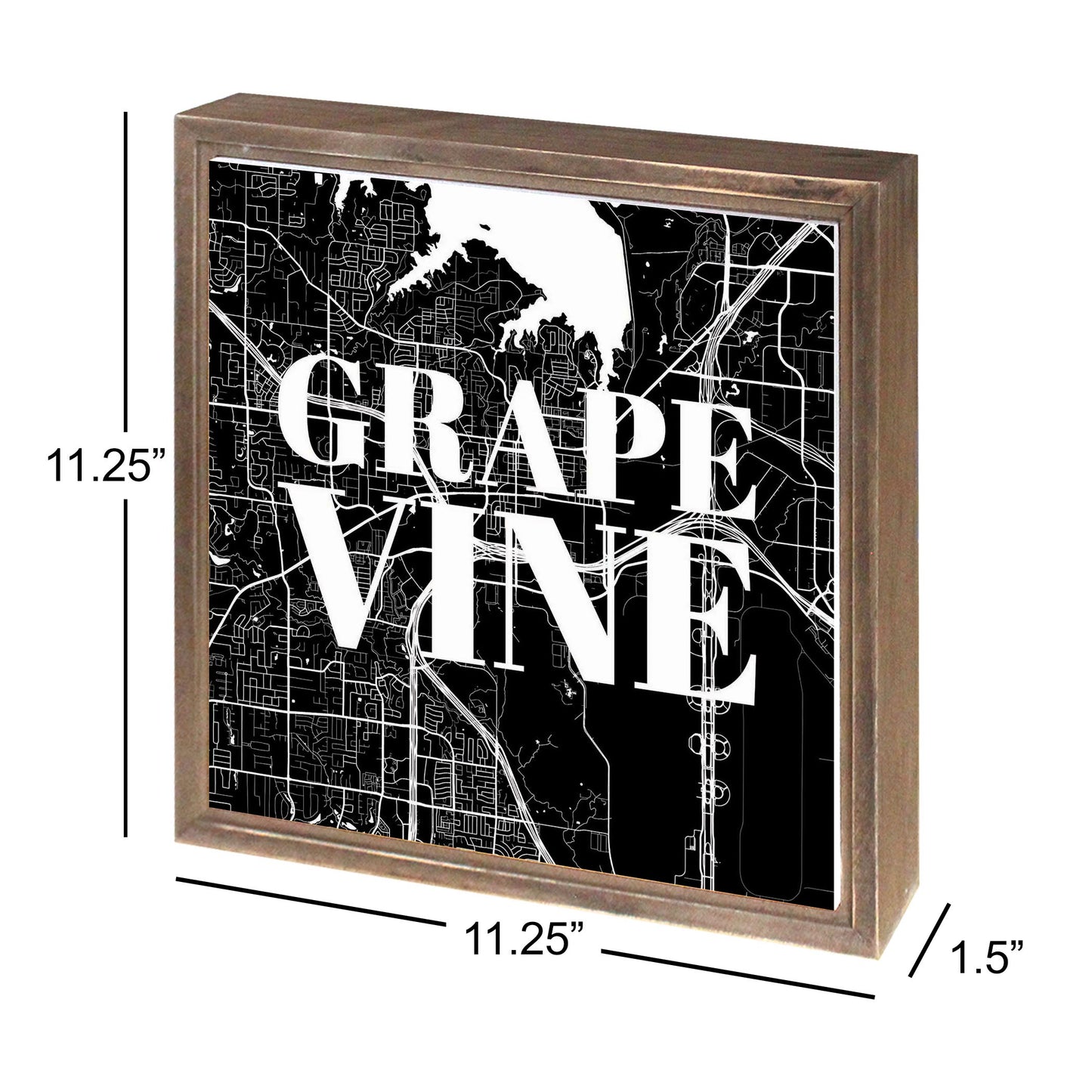 Minimalistic B&W Texas Grapevine Map | Wood Sign | Eaches | Min 1