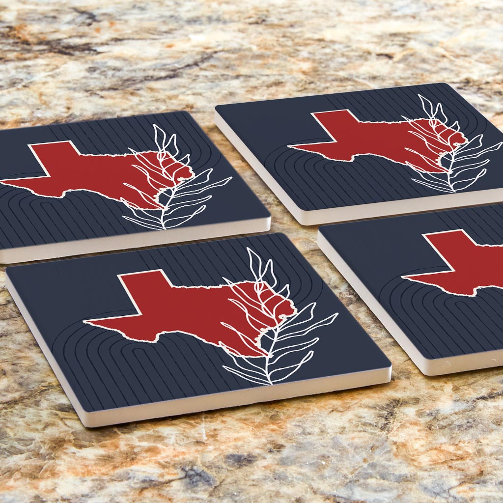 Modern Minimalist Texas Colors Shape Leaf| Absorbent Coasters | Set of 4 | Min 2