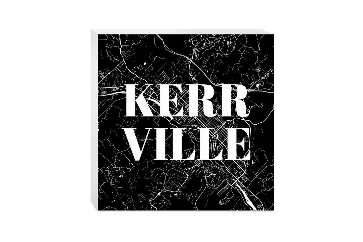 Minimalistic B&W Texas Kerrville Map | Wood Block | Eaches | Min 2