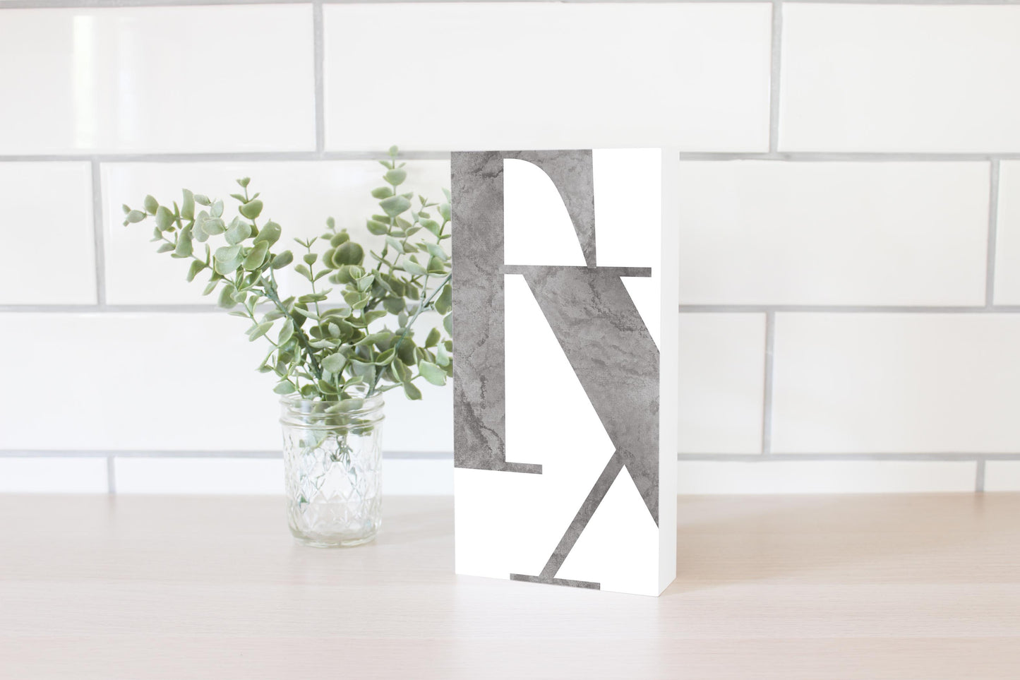 Modern White Texas Initials | Wood Block | Eaches | Min 4