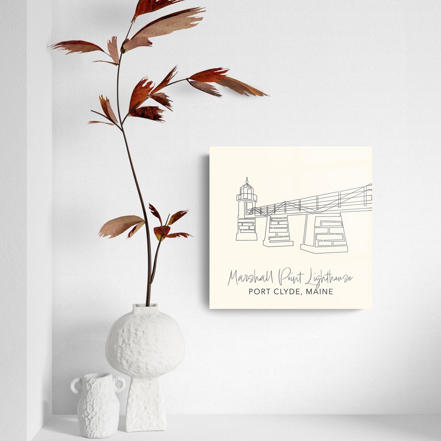 Cream Marshall Point Lighthouse | Hi-Def Glass Art | Eaches | Min 2