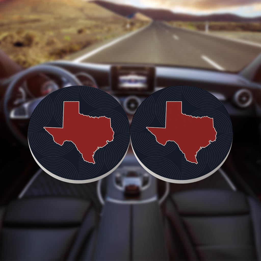 Modern Minimalist Texas Colors Shape | Absorbent Car Coasters | Set of 2 | Min 4