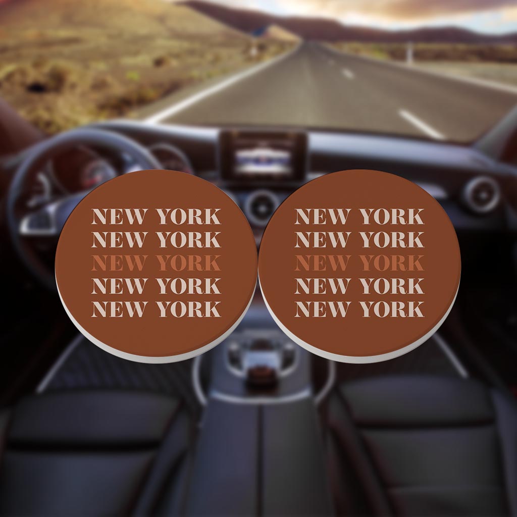 Modern Minimalist New York Repeated Dark| Absorbent Car Coasters | Set of 2 | Min 4