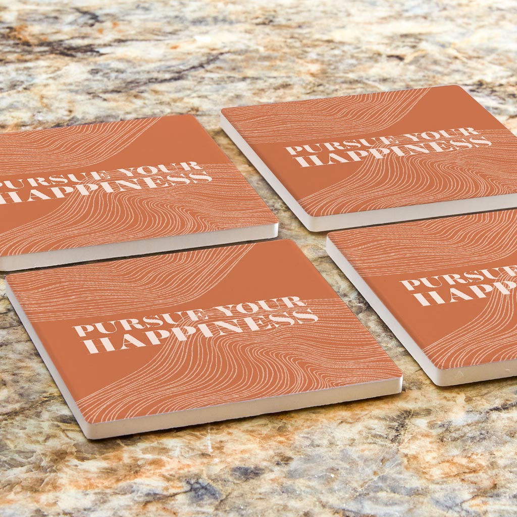 Modern Minimalist Pennsylvania Happiness Quip | Absorbent Coasters | Set of 4 | Min 2