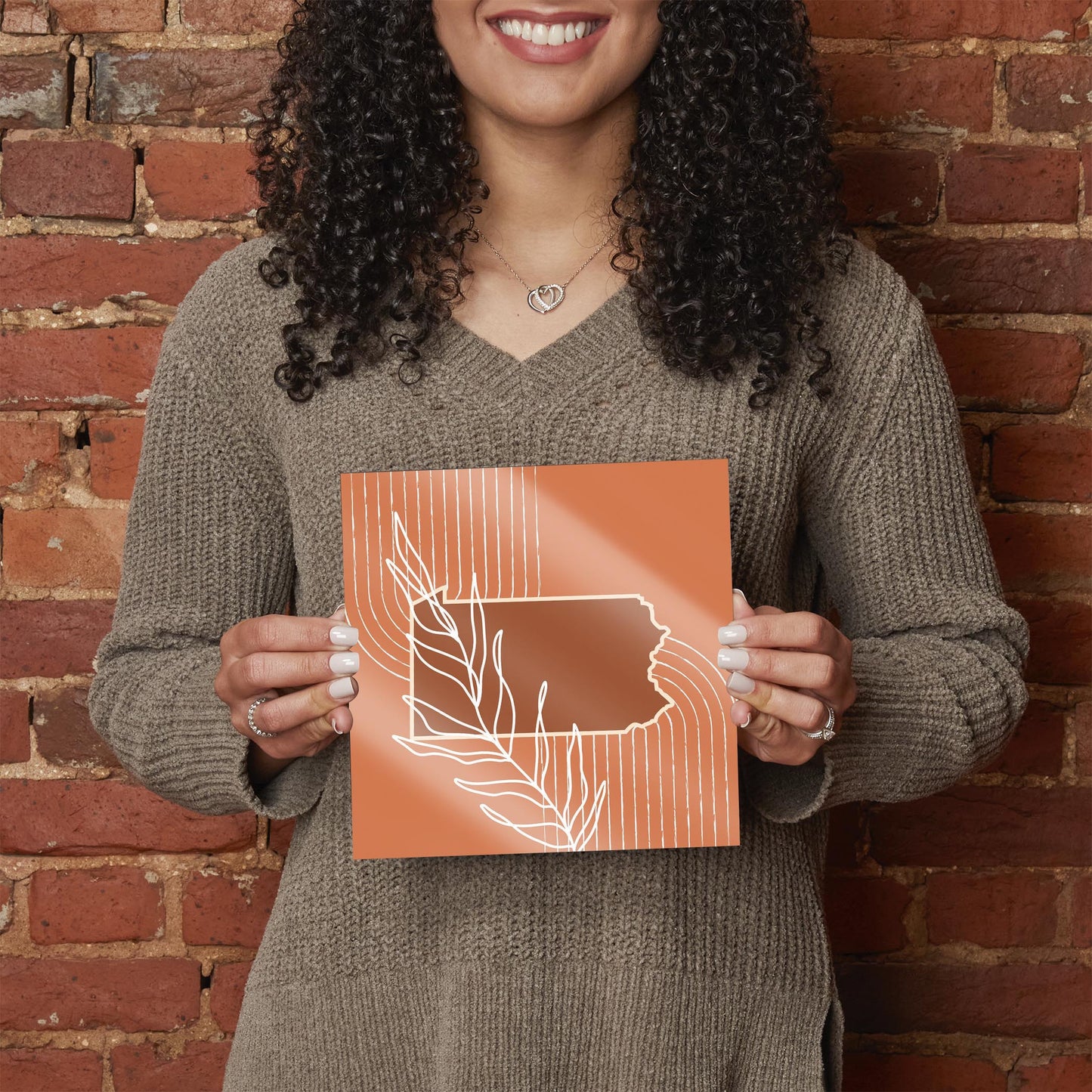 Modern Minimalist Pennsylvania State Leaf | Hi-Def Glass Art | Eaches | Min 2