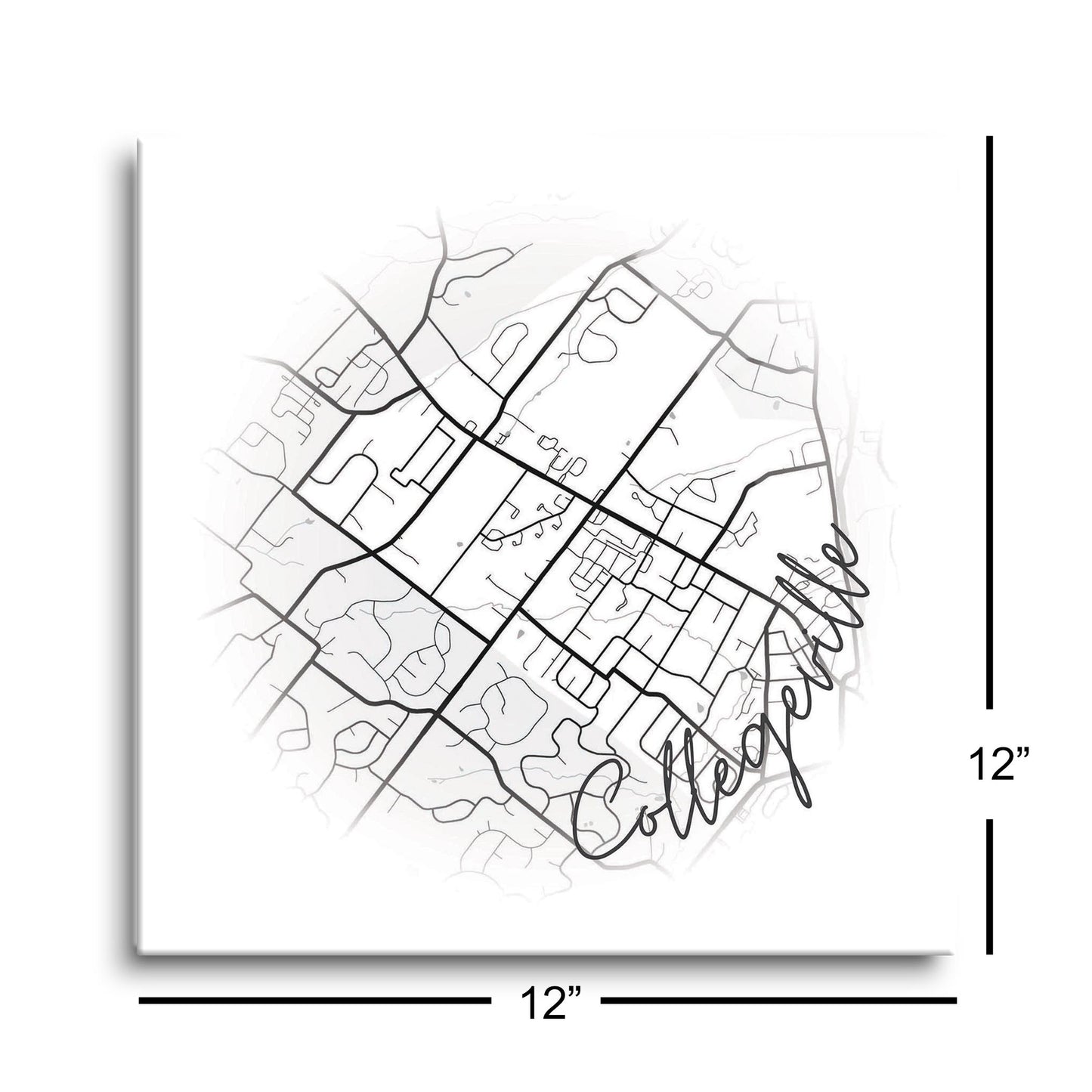 Minimalistic B&W Pennsylvania Collegeville Circle Map | Hi-Def Glass Art | Eaches | Min 1