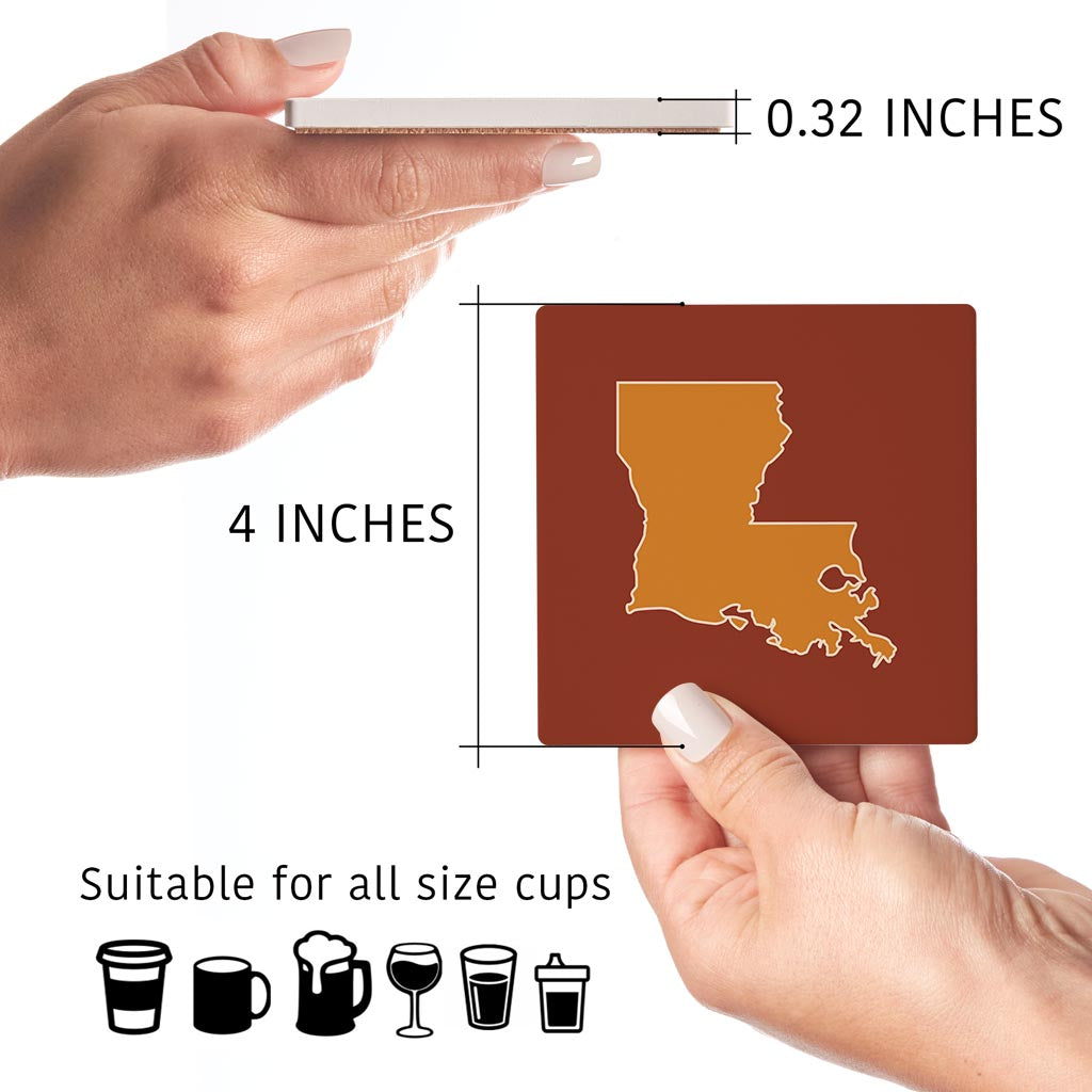 Louisiana Colorful State Shape | Absorbent Coasters | Set of 4 | Min 2