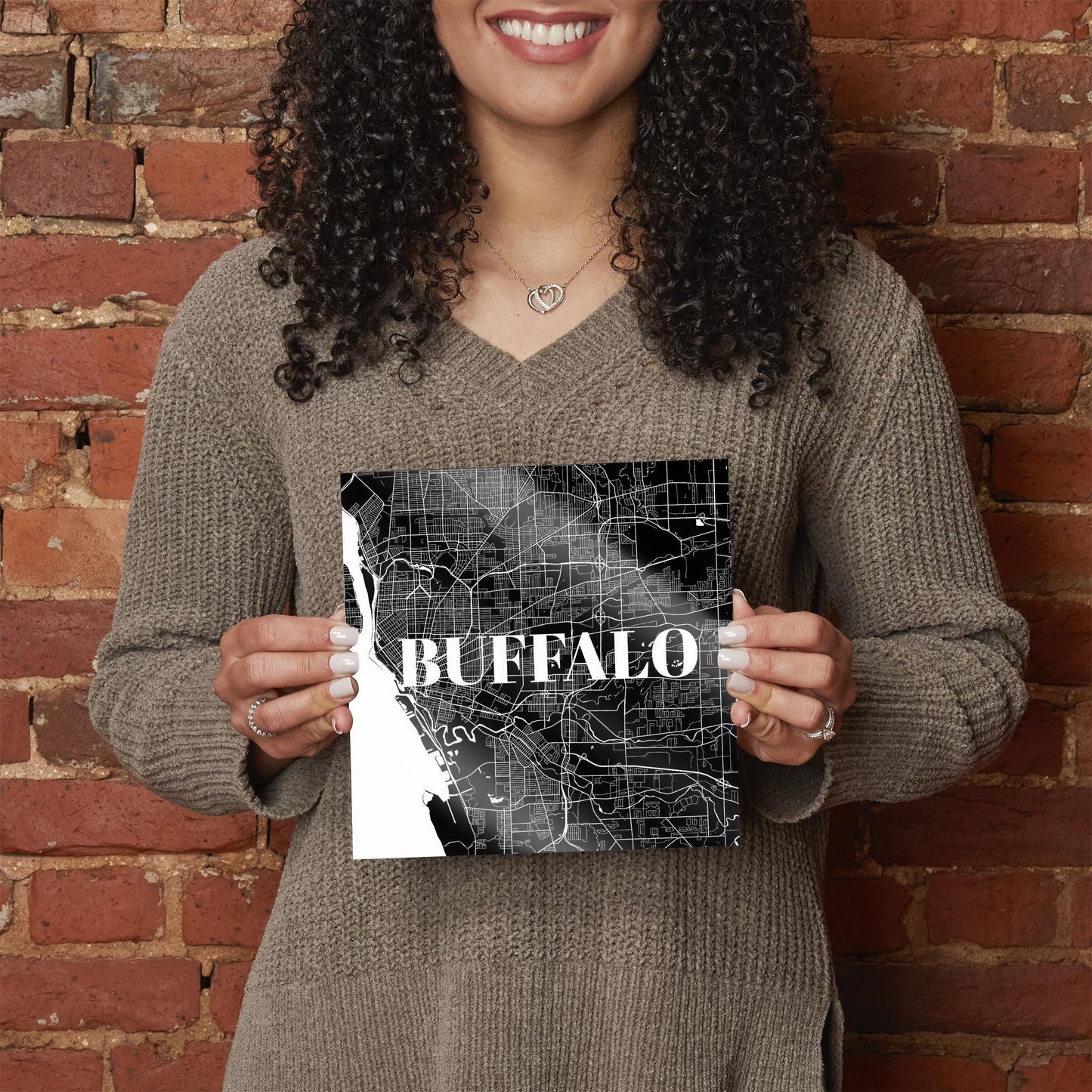 Minimalistic B&W New York Buffalo Map | Hi-Def Glass Art | Eaches | Min 2