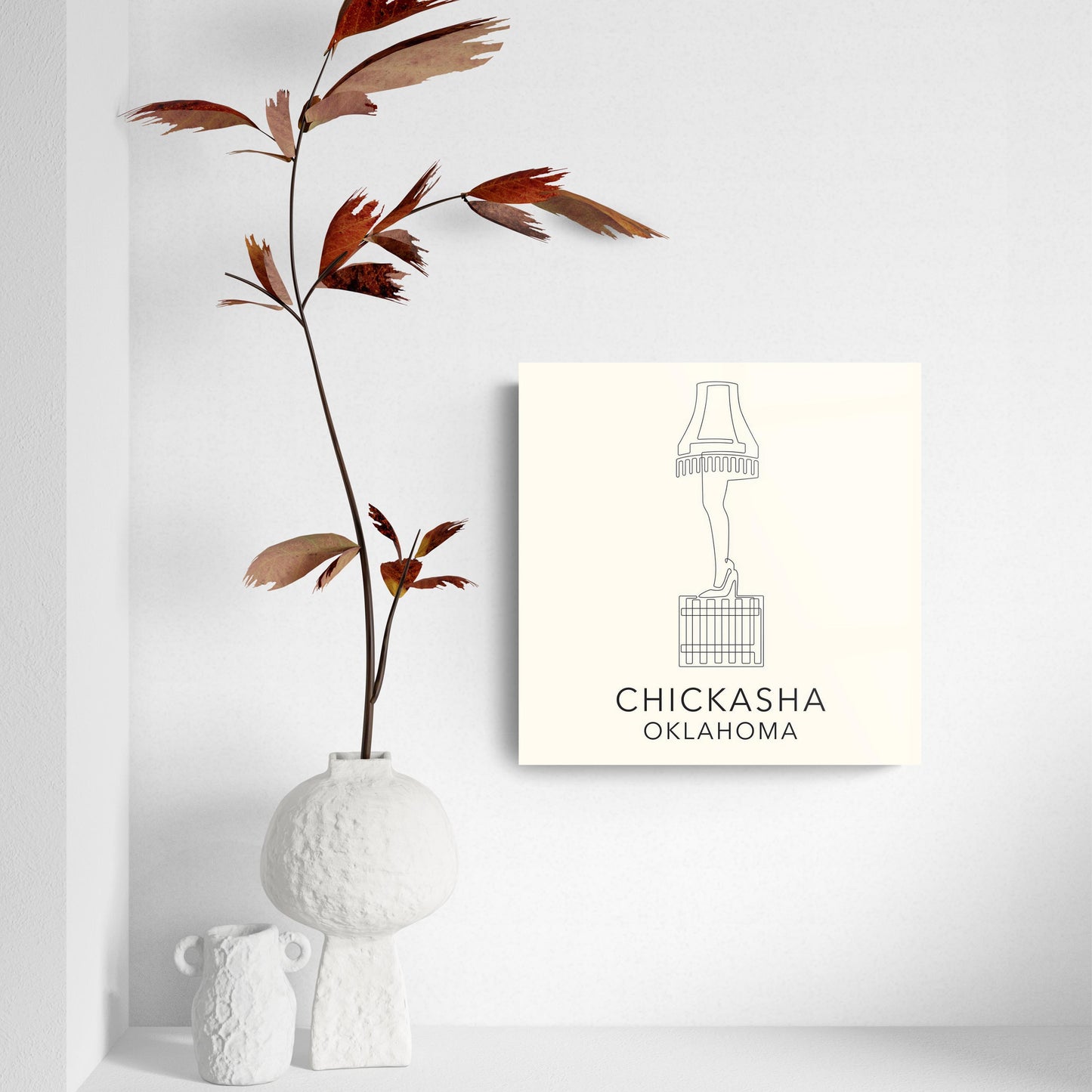 Modern Minimalist Oklahoma Chickasha Leg Lamp | Hi-Def Glass Art | Eaches | Min 2