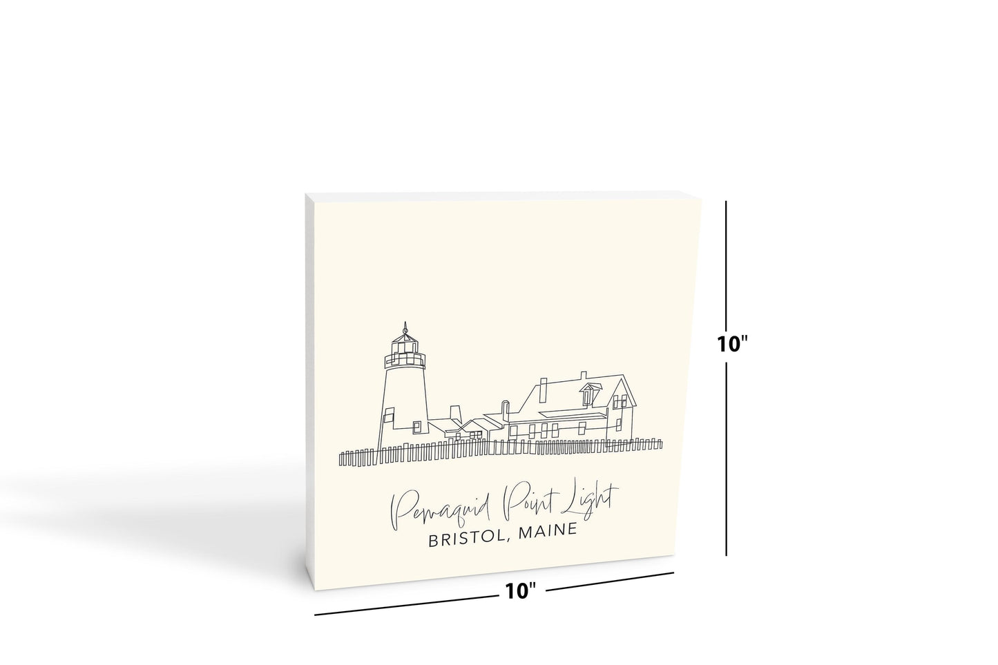 Cream Pemaquid Point Light | Wood Block | Eaches | Min 2