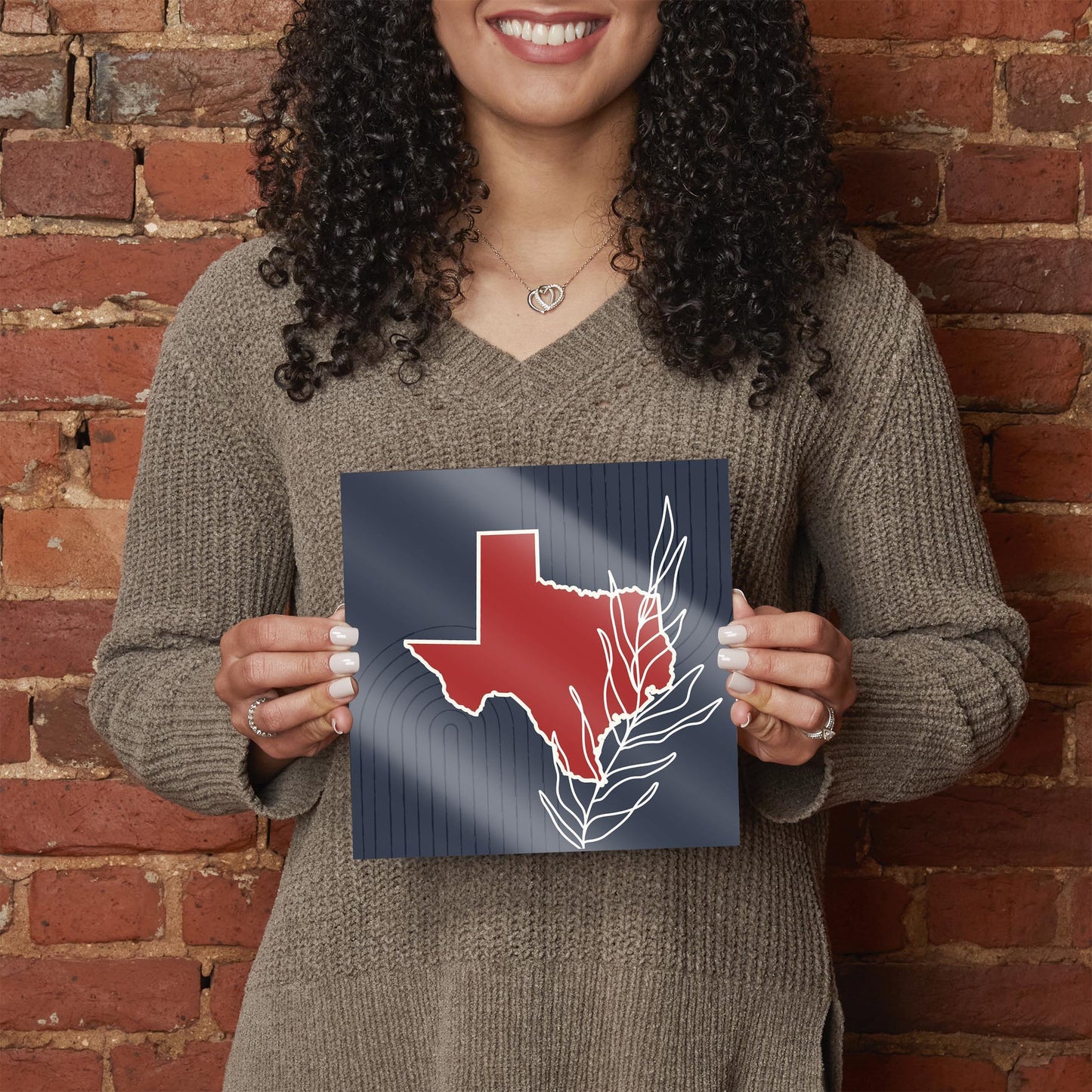 Modern Minimalist Texas Colors Shape Leaf | Hi-Def Glass Art | Eaches | Min 2