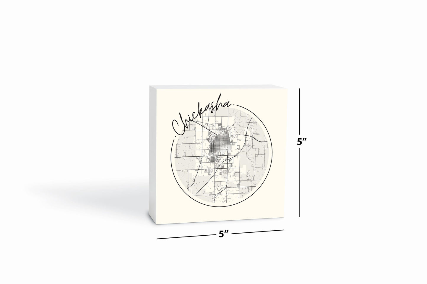 Modern Minimalist Oklahoma Chickasha Map | Wood Block | Eaches | Min 4