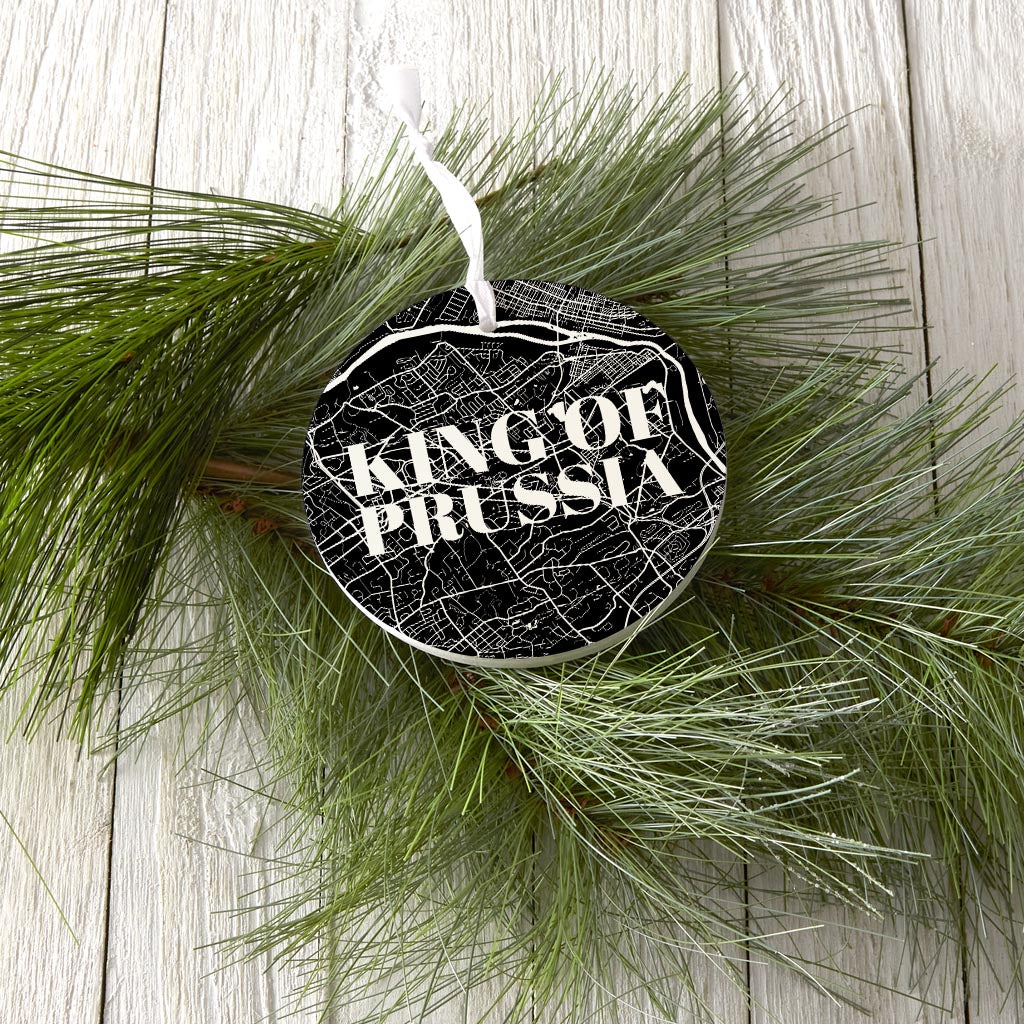 Minimalistic B&W Pennsylvania King Of Prussia Map | Wood Ornament | Eaches | Min 6