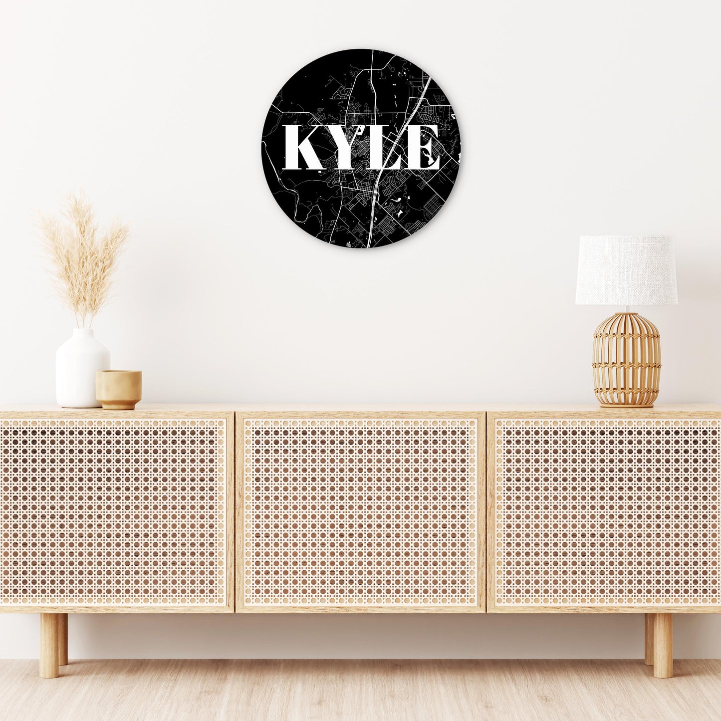 Minimalistic B&W Texas Kyle Map | Wood Sign | Eaches | Min 1